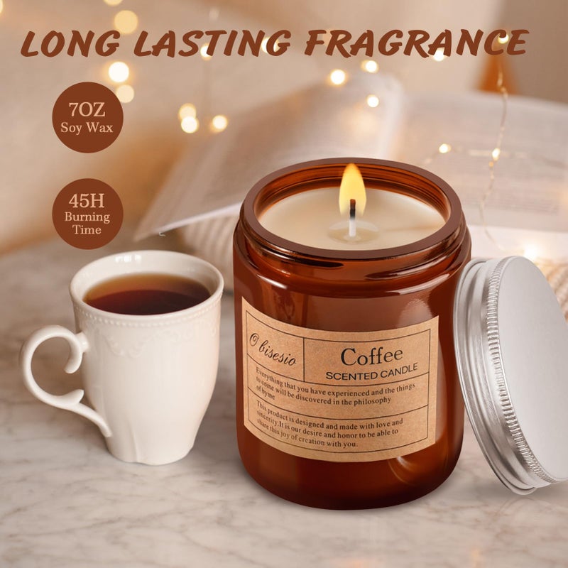 Obisesio Scented Coffee Candle, Candles for Home Scented, Candles Clearance for Women, Aromatherapy Jar Candles Gift for Home(Amber Jar, Coffee) - Image 4